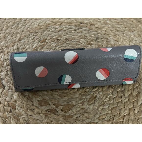 FOSSIL Glasses Sunglasses Case w/Magnetic Closure Gray w/Multicolor Dots - Picture 2 of 8